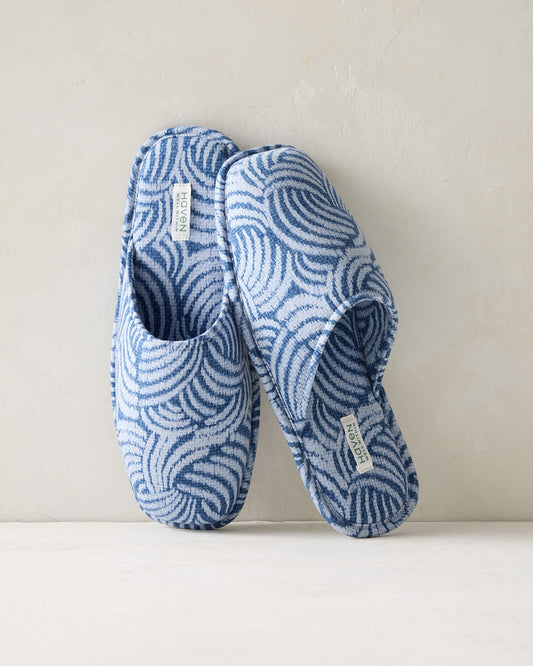 ORGANIC COTTON JERSEY ABSTRACT WAVE SLIPPERS