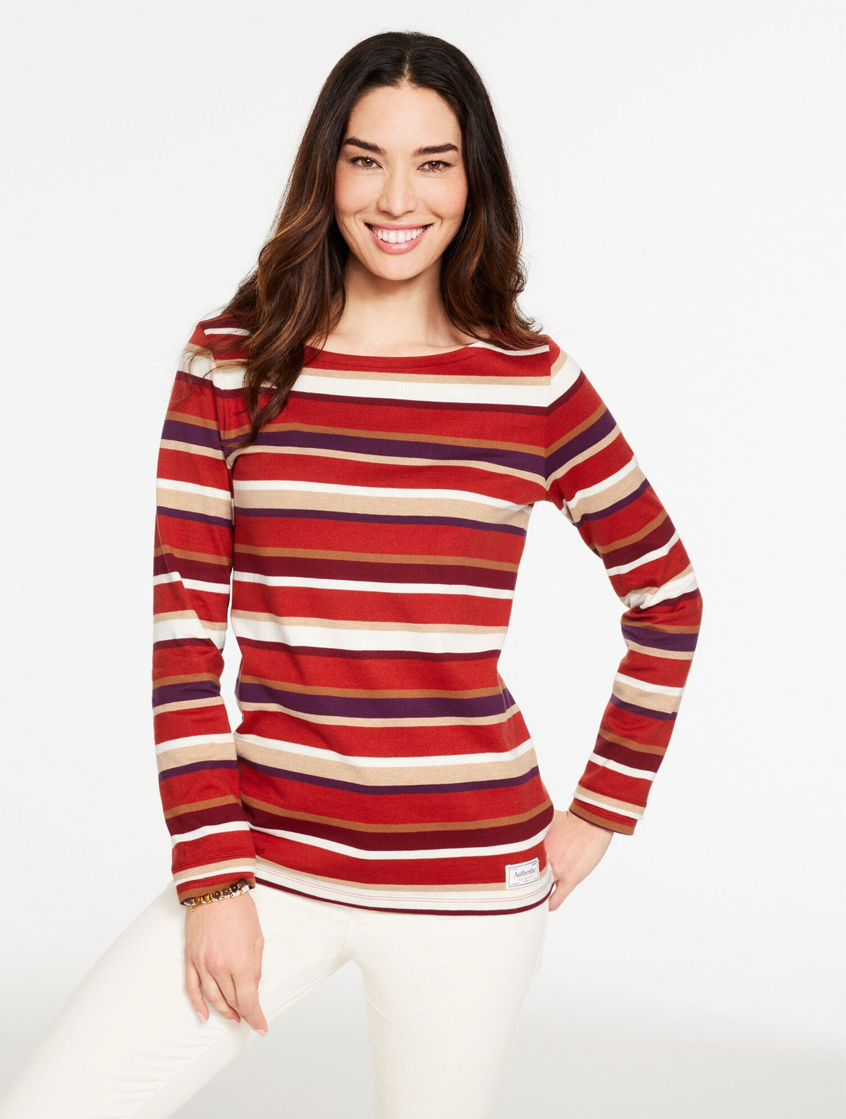 AUTHENTIC TALBOTS TEE - BOXWOOD STRIPE