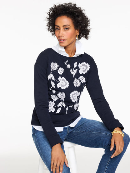 EMBROIDERED DROP SHOULDER SWEATSHIRT
