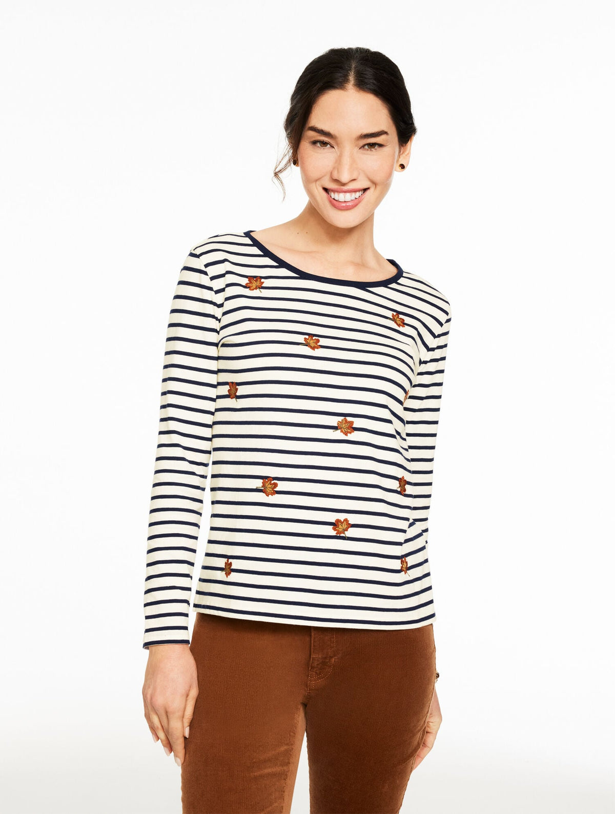 LONG SLEEVE CREWNECK TEE - FALLING LEAVES