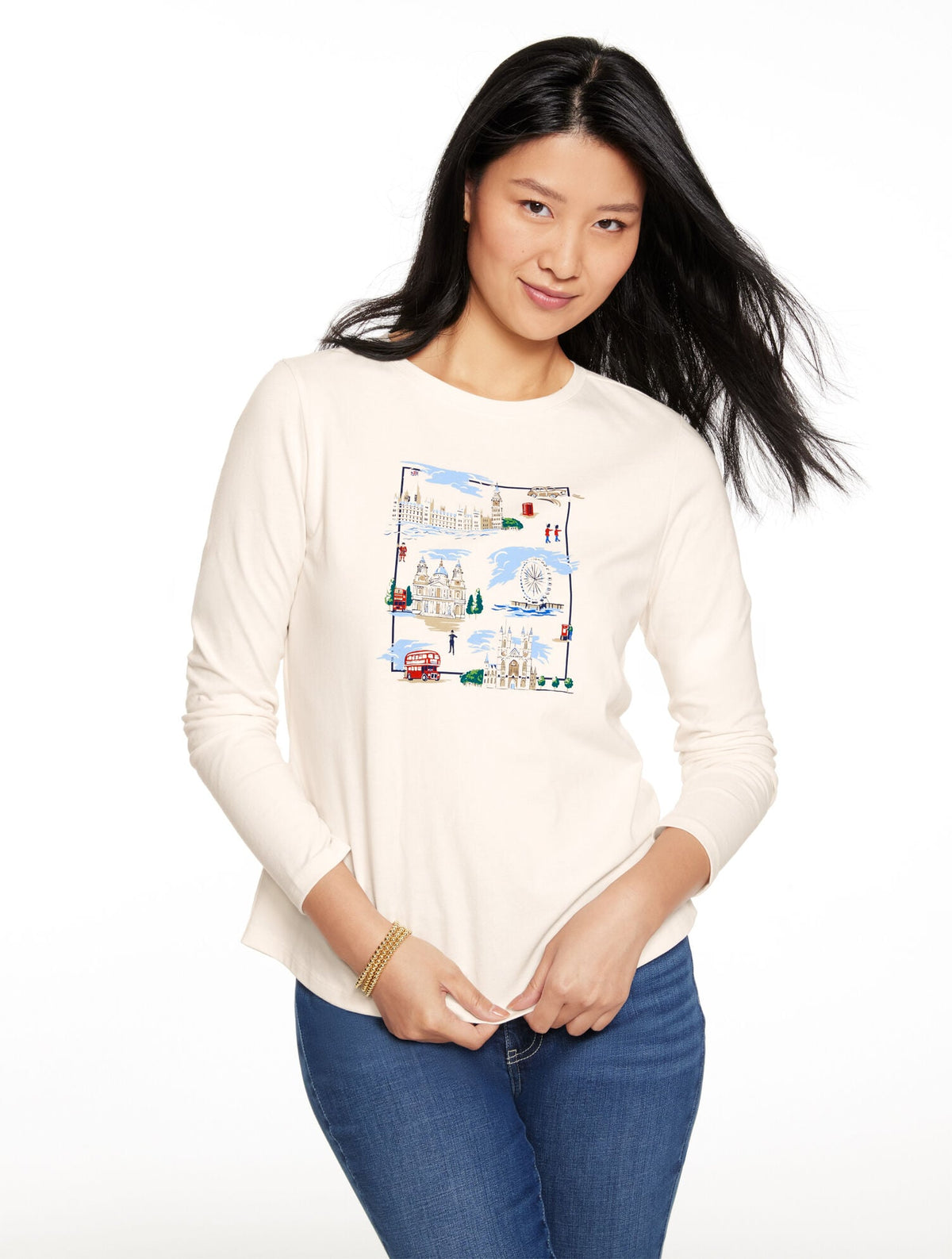 LONG SLEEVE CREWNECK TEE - LONDON TOILE