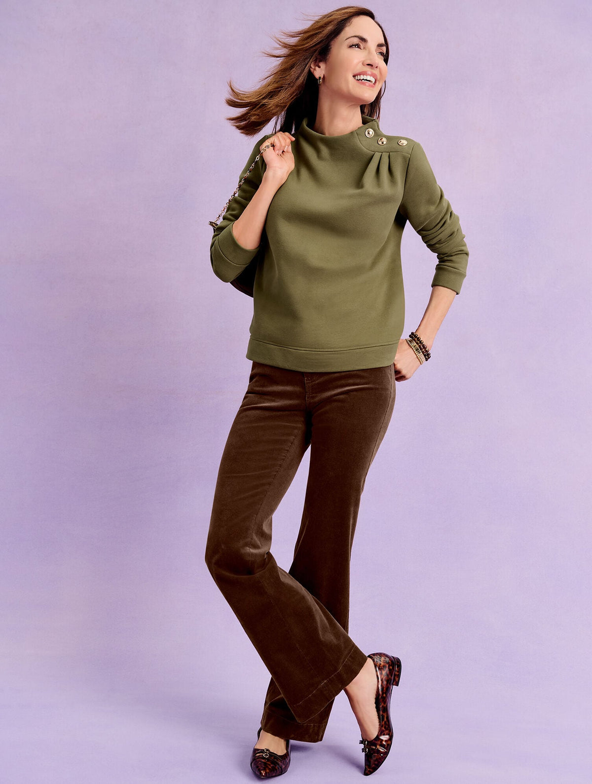 BUTTON SHOULDER SWEATSHIRT
