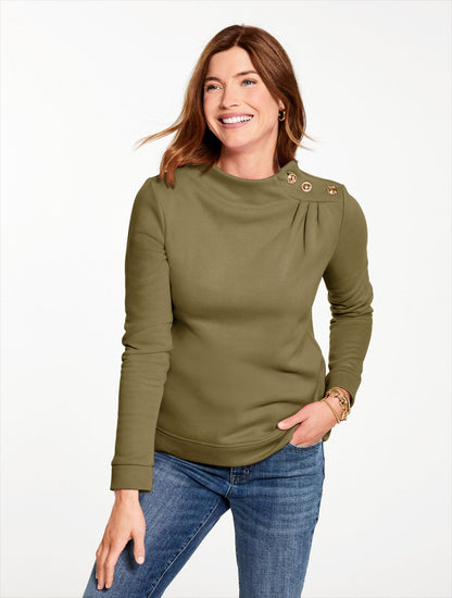 BUTTON SHOULDER SWEATSHIRT