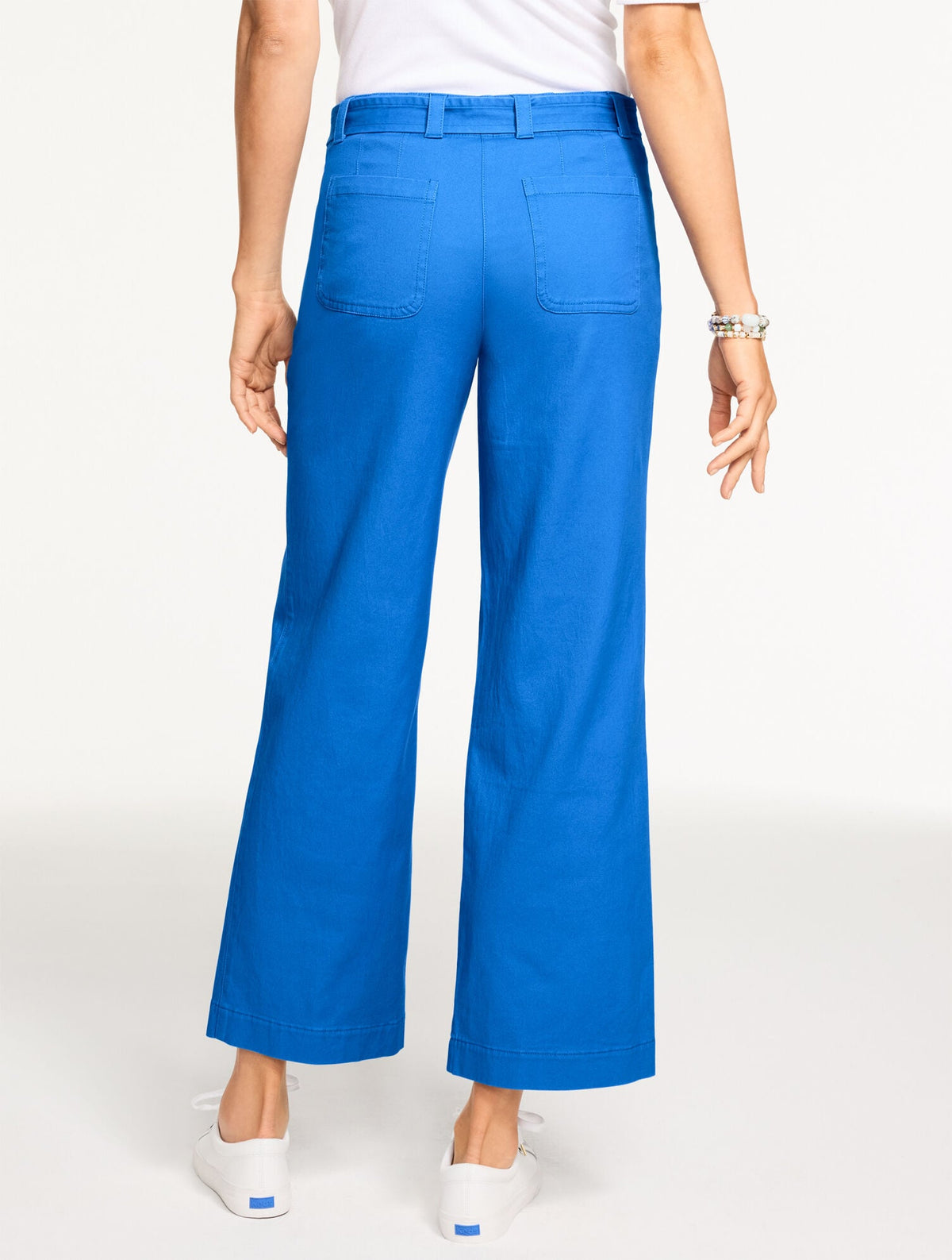 WIDE ANKLE BELTED TWILL PANTS