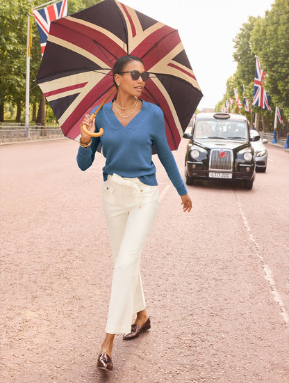 WIDE ANKLE BELTED TWILL PANTS
