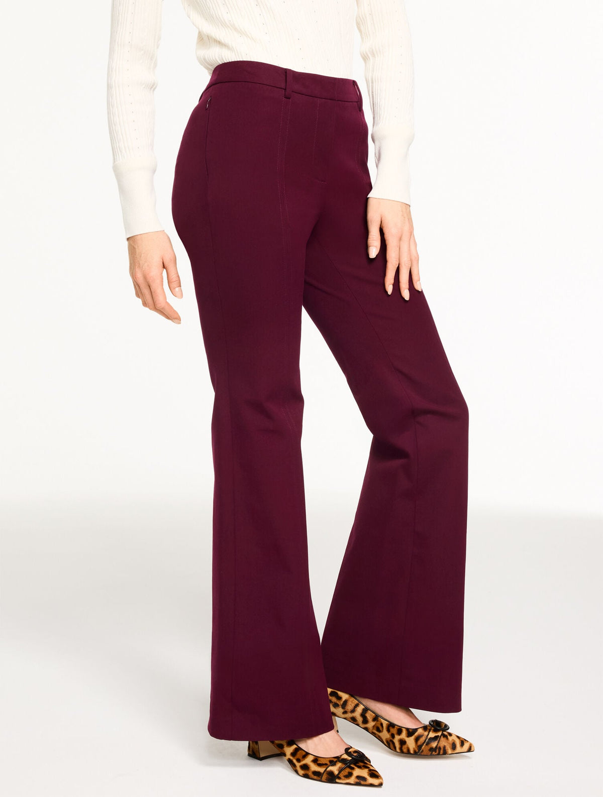 FLARE LEG COTTON BI-STRETCH PANTS