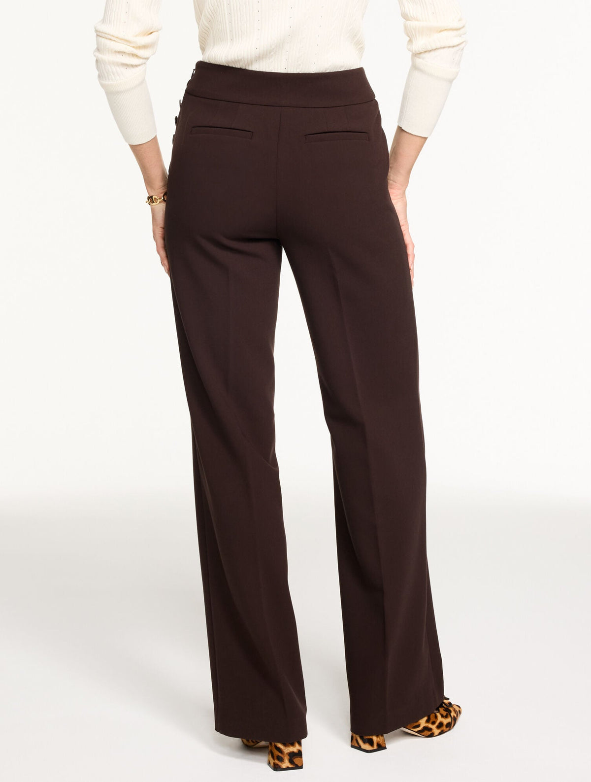 TALBOTS GREENWICH TAILORED STRETCH WIDE LEG PANTS