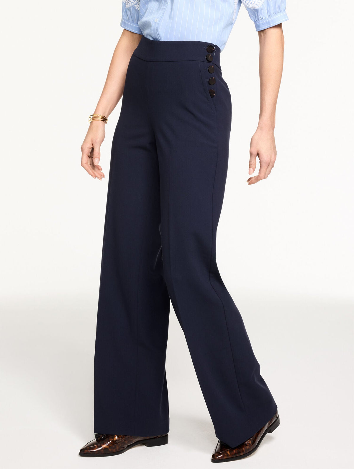 TALBOTS GREENWICH TAILORED STRETCH WIDE LEG PANTS