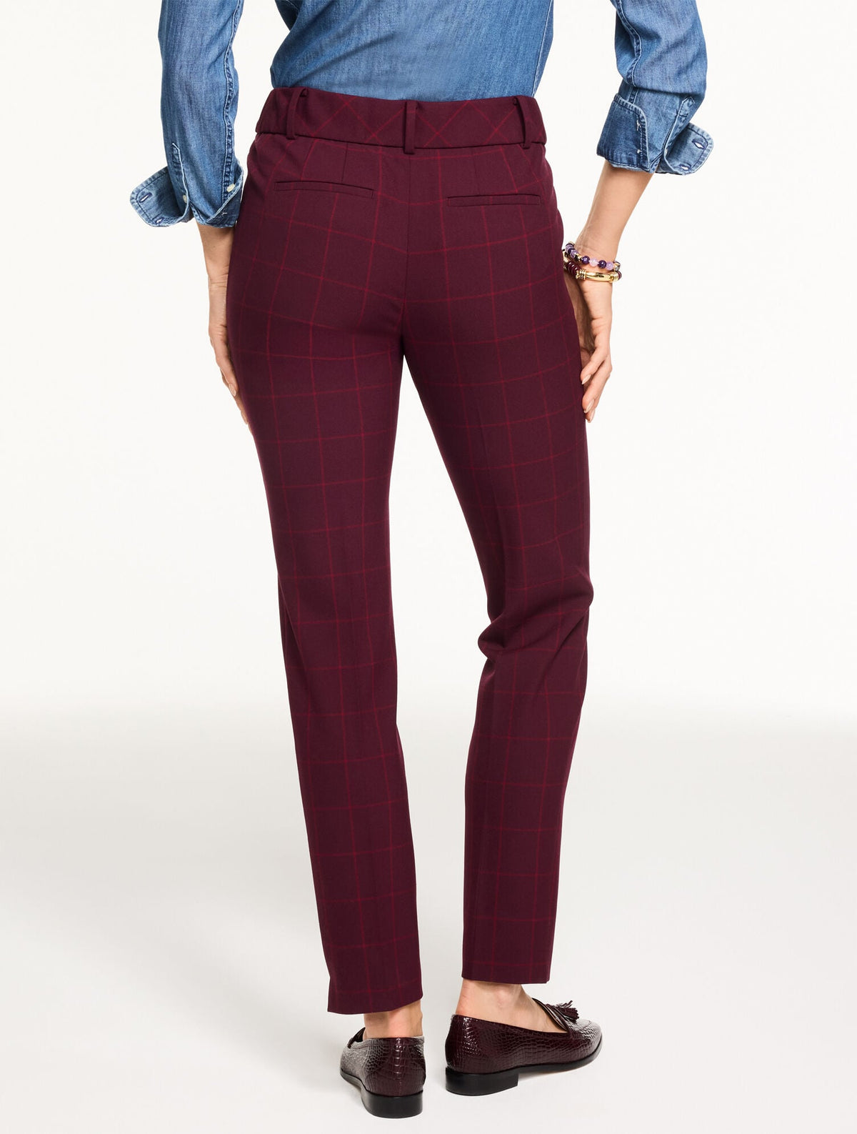 TALBOTS HAMPSHIRE STRAIGHT ANKLE PANTS - AUTUMN WINDOWPANE