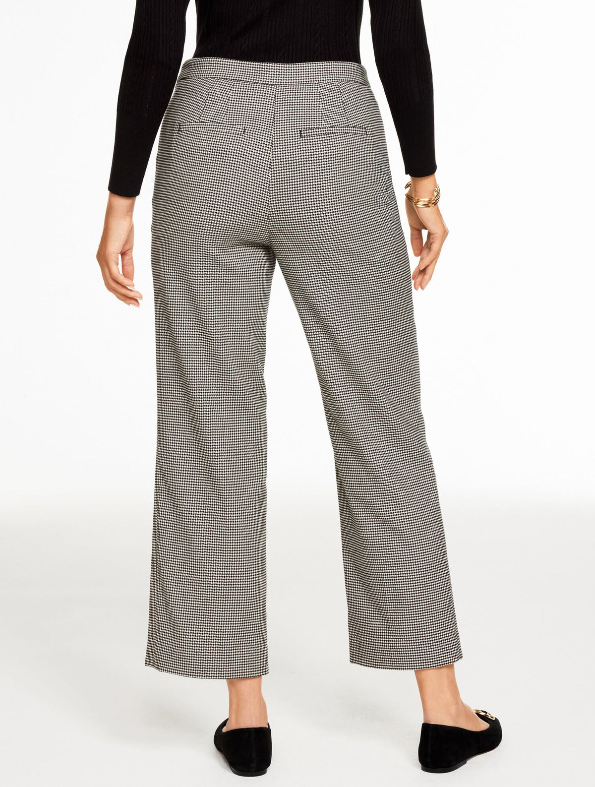 SLIM WIDE ANKLE PANTS - HARVEST HOUNDSTOOTH
