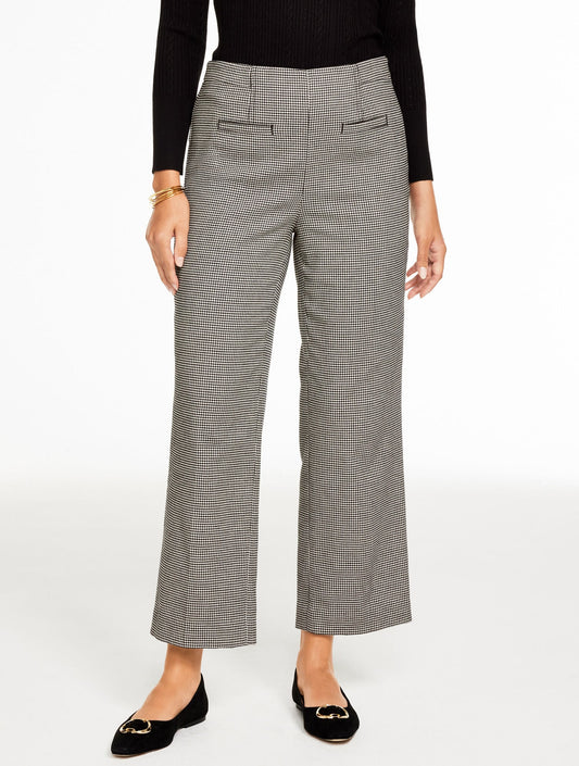 SLIM WIDE ANKLE PANTS - HARVEST HOUNDSTOOTH