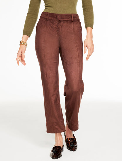 SLIM WIDE ANKLE FAUX SUEDE PANTS