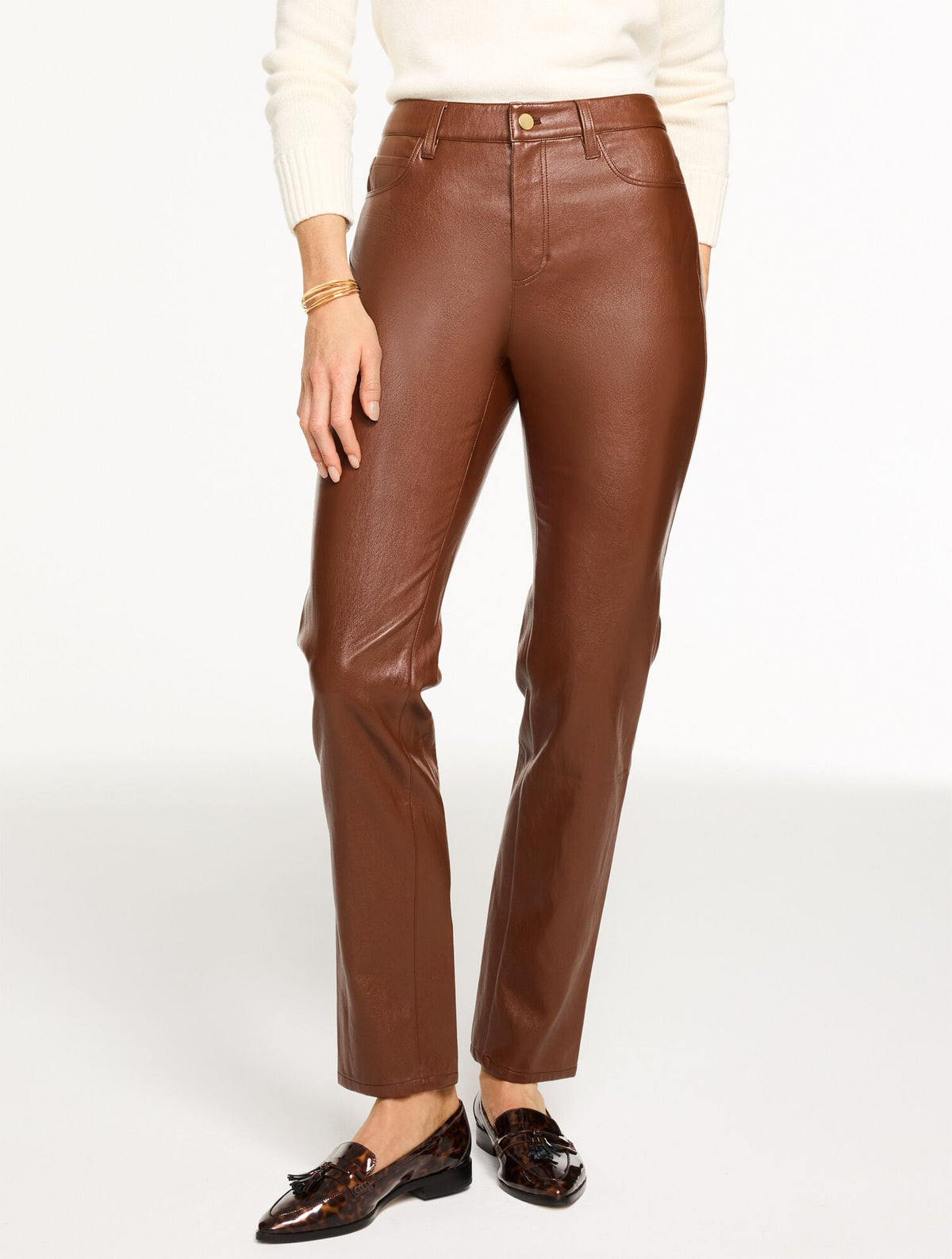 STRAIGHT LEG FAUX LEATHER PANTS
