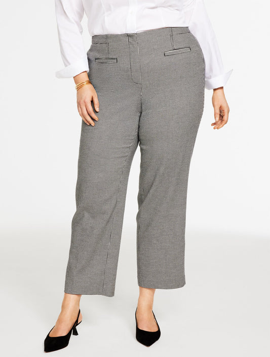 PLUS EXCLUSIVE SLIM WIDE ANKLE PANTS - HARVEST HOUNDSTOOTH