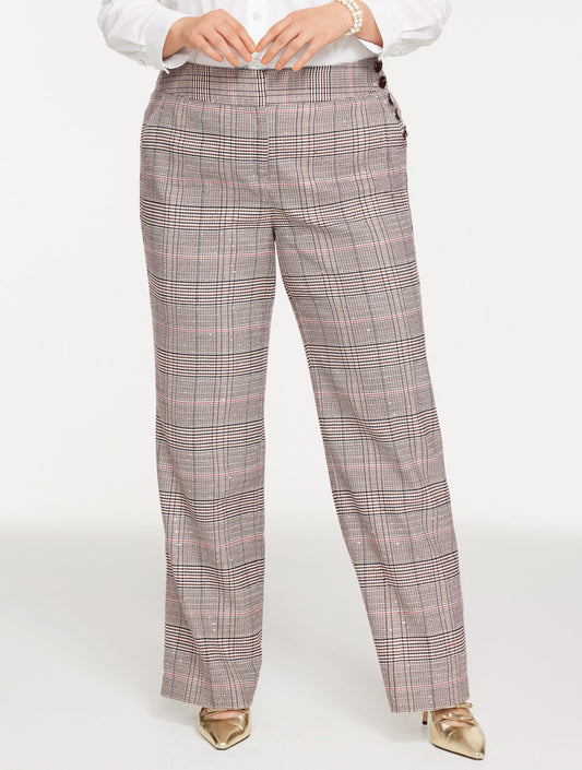 PLUS EXCLUSIVE TALBOTS GREENWICH TAILORED STRETCH WIDE LEG PANTS - MANSFIELD GLEN PLAID
