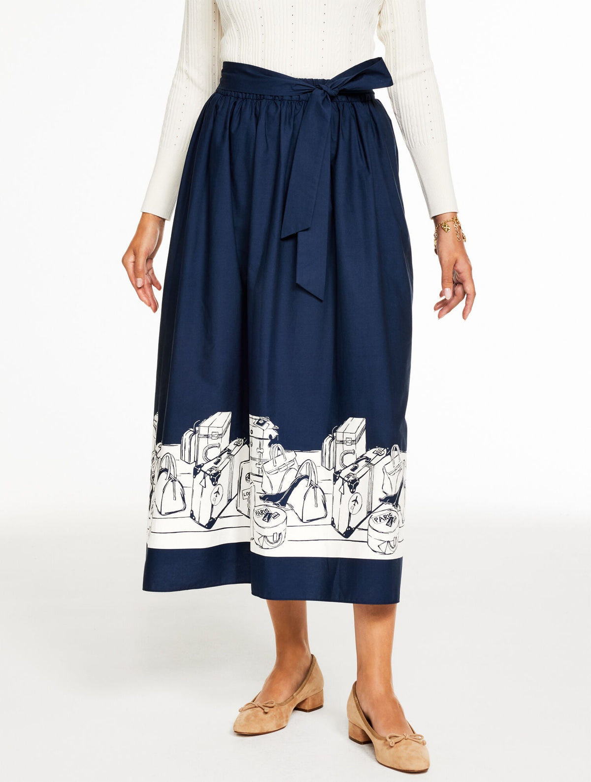 MODERN POPLIN PLEATED SKIRT - BON VOYAGE