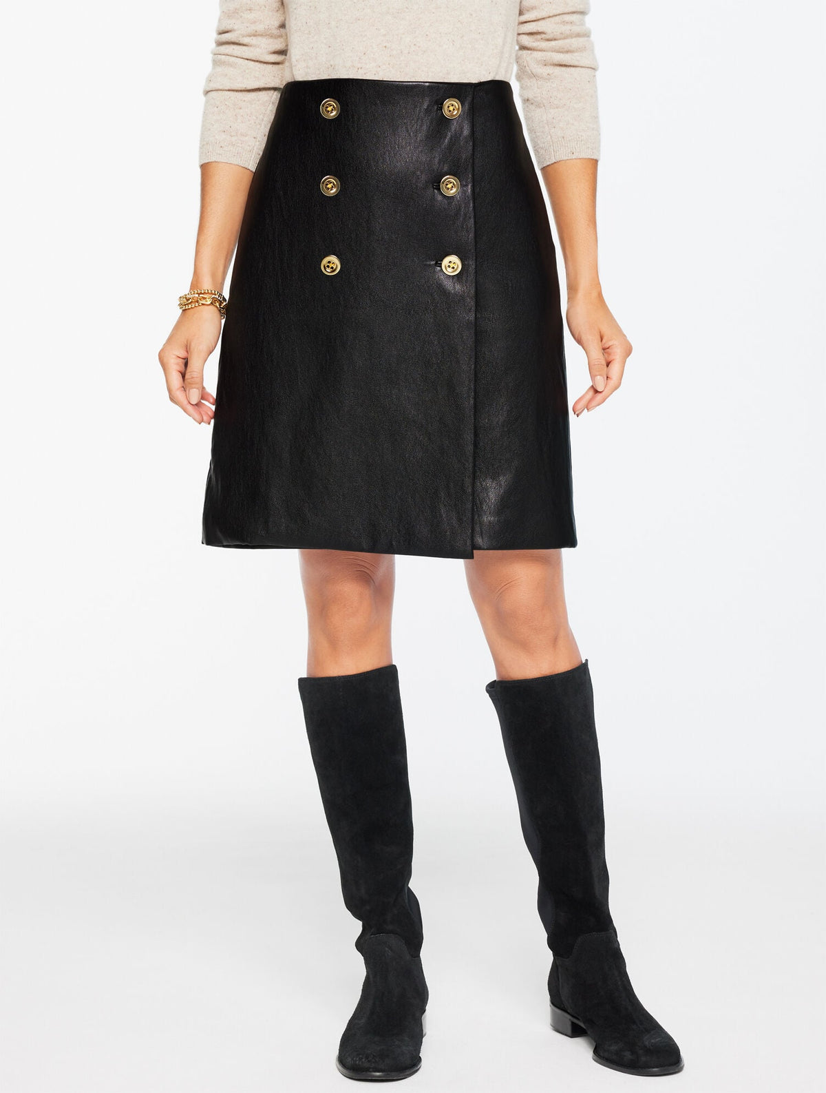 FAUX LEATHER A-LINE SKIRT