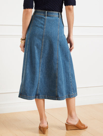 DENIM FIT & FLARE SKIRT - SOLANA WASH