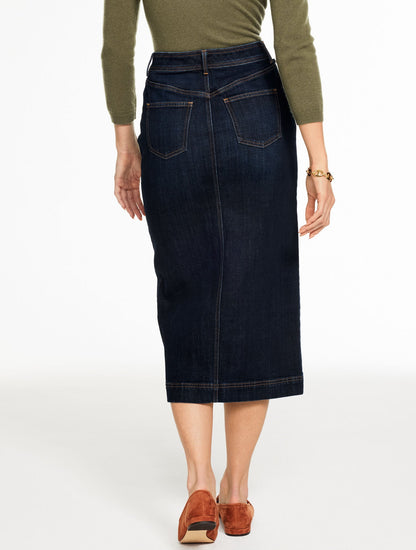 DENIM MIDI SKIRT - MANOR WASH