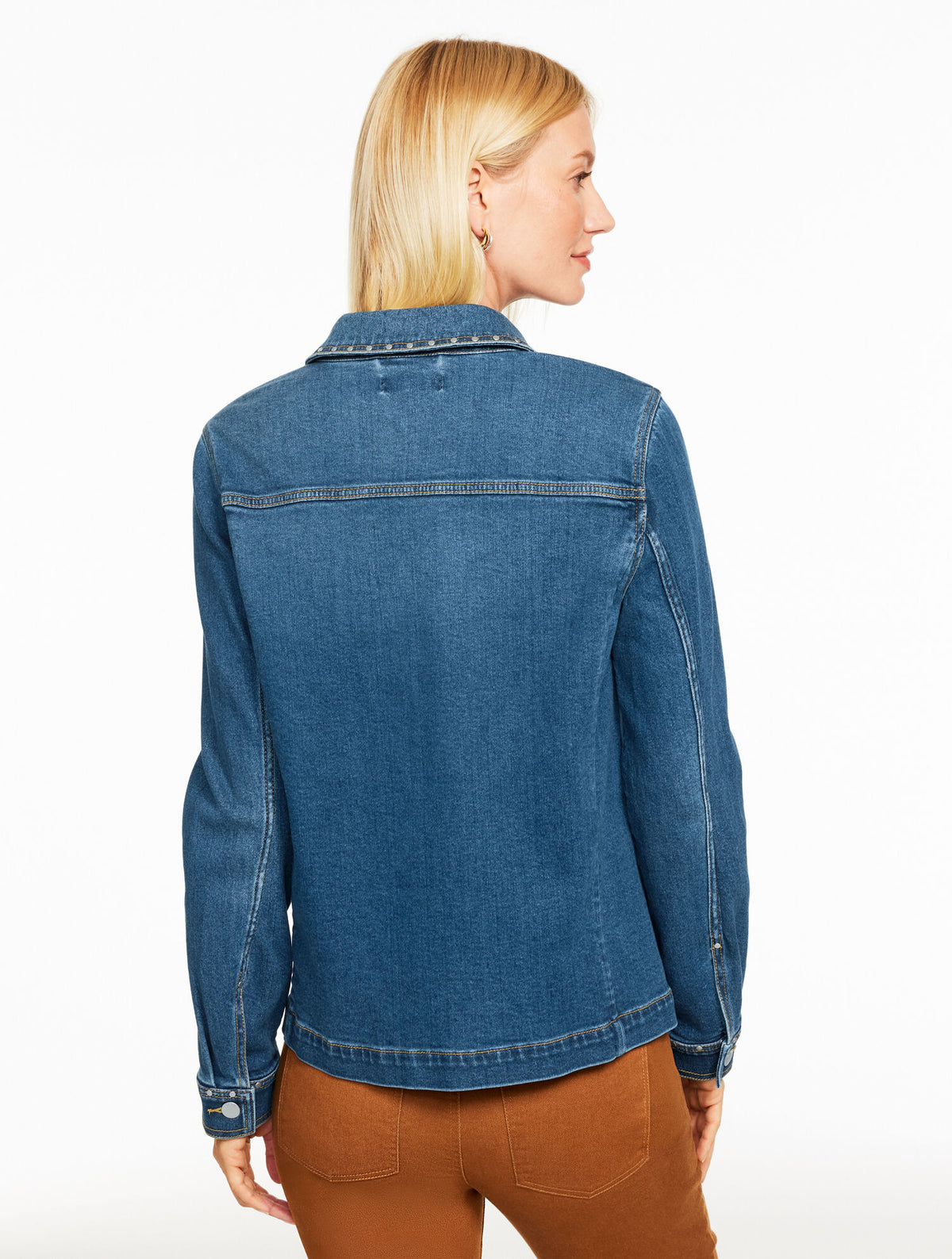 STUDDED DENIM SHIRT JACKET - BLEEKER WASH