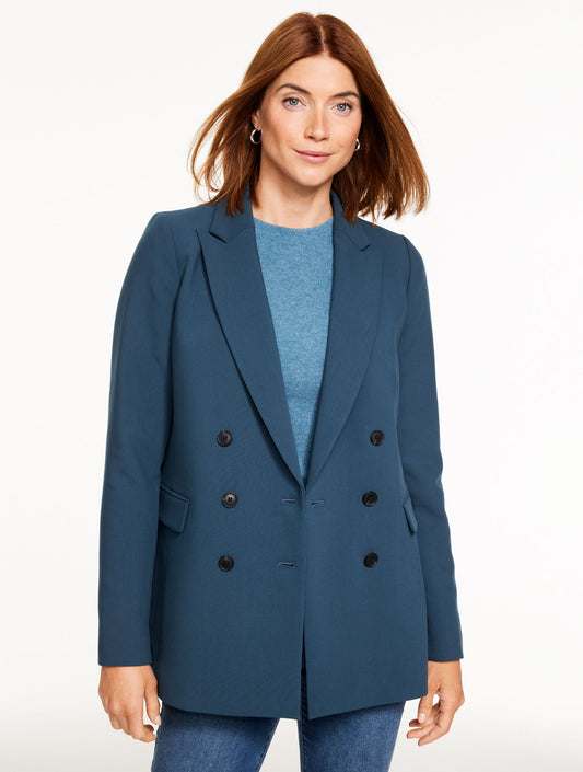 DOUBLE BREASTED TWILL BLAZER
