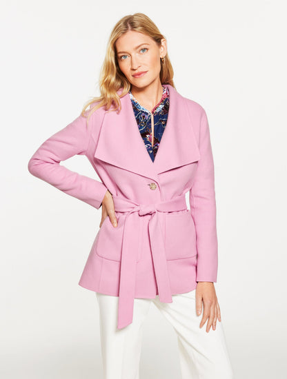 TIE WAIST WOOL BLEND JACKET