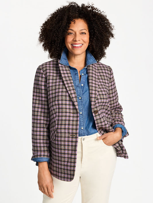 PLUS EXCLUSIVE PEMBERLEY PLAID CLASSIC BLAZER