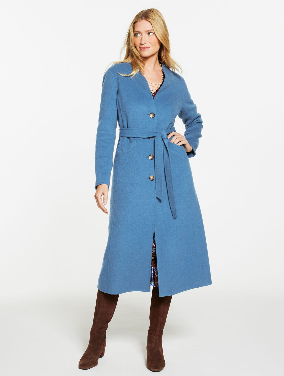 BELTED WOOL BLEND COAT