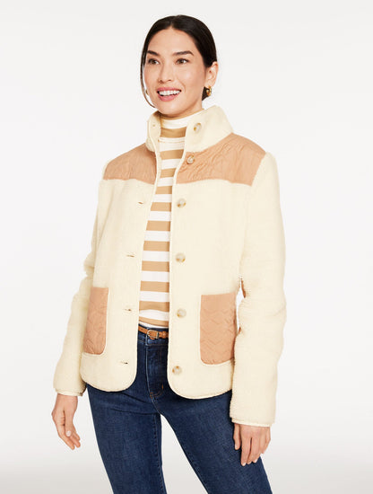 MIXED MEDIA SHERPA JACKET