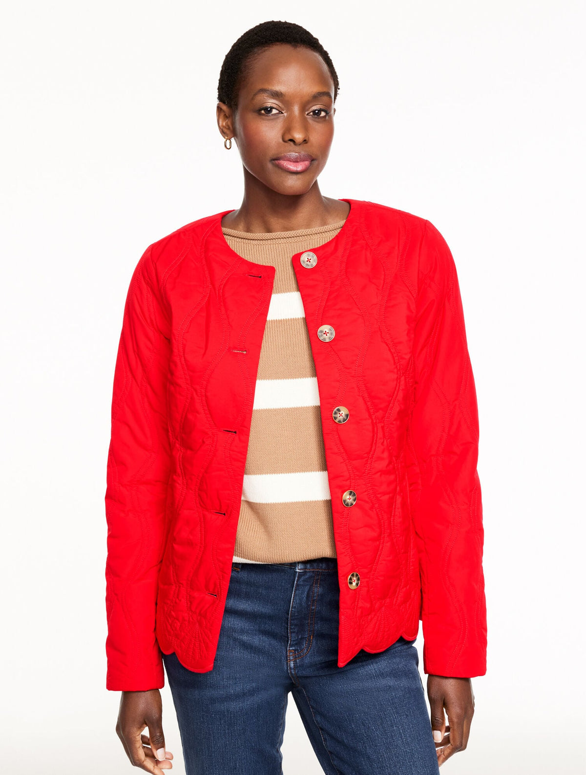 SCALLOP HEM QUILTED JACKET