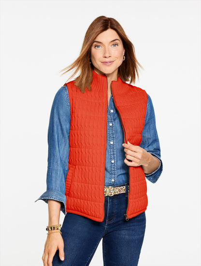 CABLE KNIT QUILTED VEST