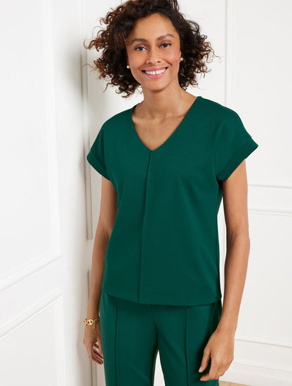 PASSPORT PONTE V-NECK PULLOVER