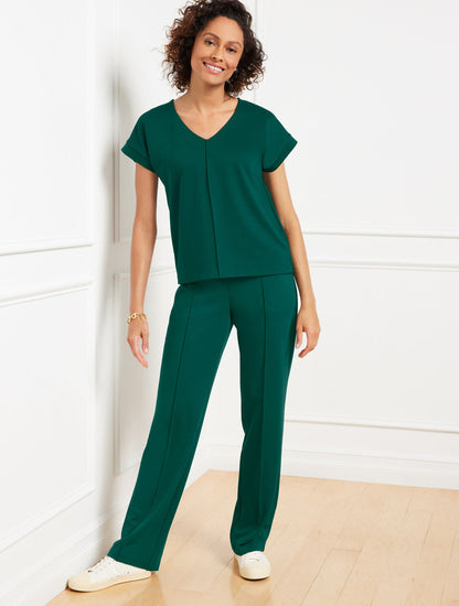 PASSPORT PONTE V-NECK PULLOVER