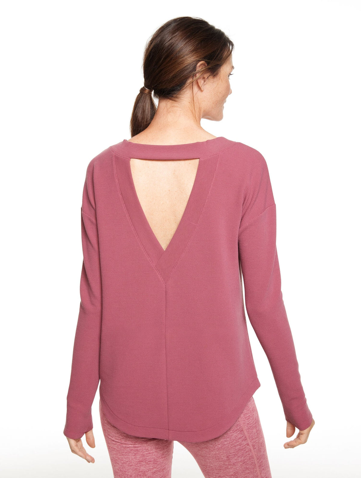 TECH WAFFLE KNIT OPEN BACK PULLOVER
