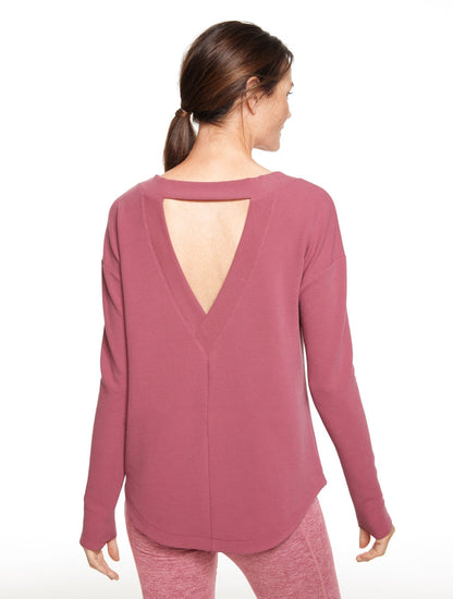 TECH WAFFLE KNIT OPEN BACK PULLOVER