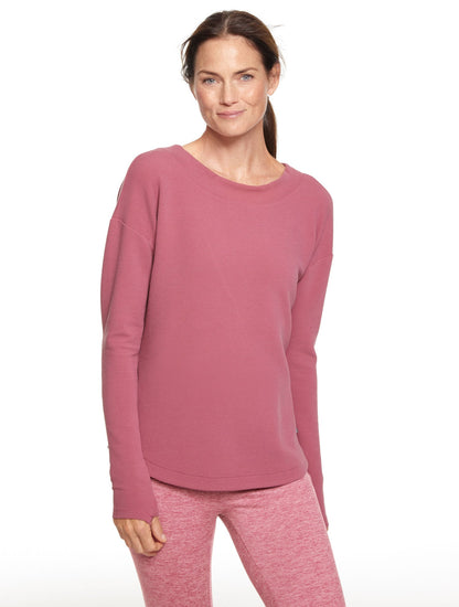 TECH WAFFLE KNIT OPEN BACK PULLOVER