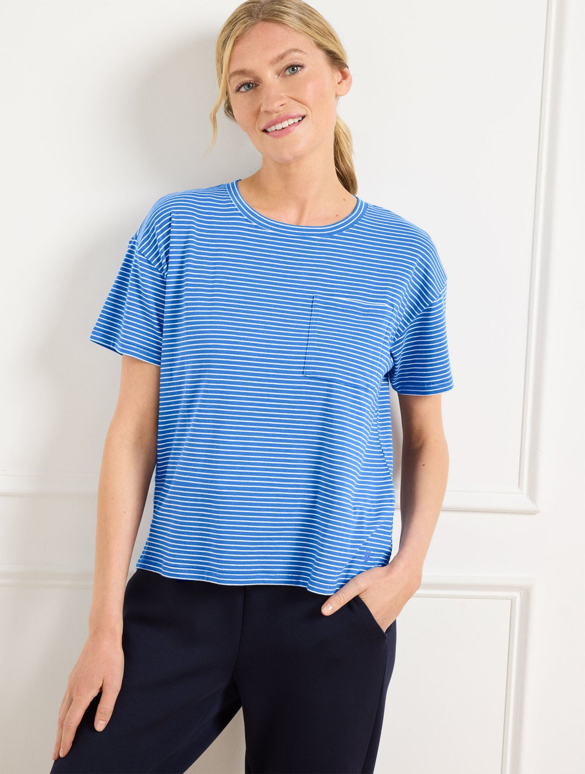SUPERSOFT JERSEY BOXY CREWNECK TEE - ESSEX STRIPE