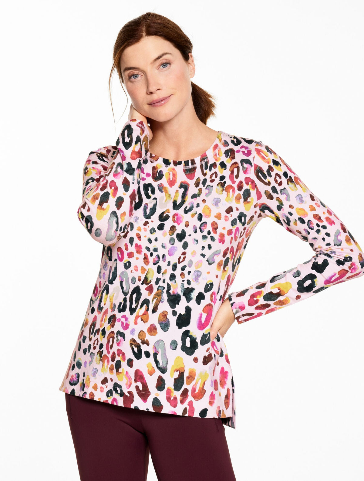 SUPERSOFT JERSEY CREWNECK TEE - WATERCOLOR LEOPARD