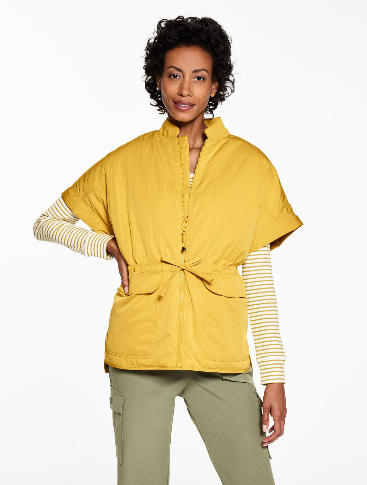 ZIP-OFF SLEEVE WOVEN JACKET