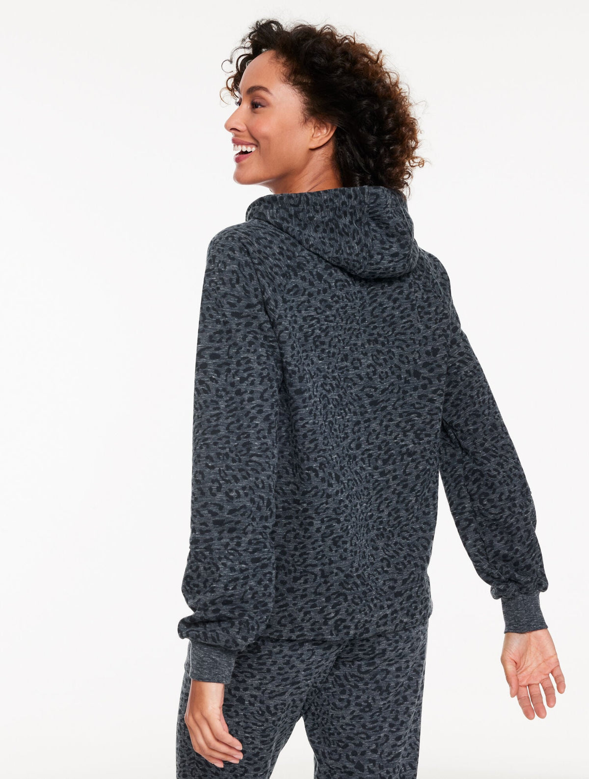 FRENCH TERRY HOODIE - TONAL CHEETAH