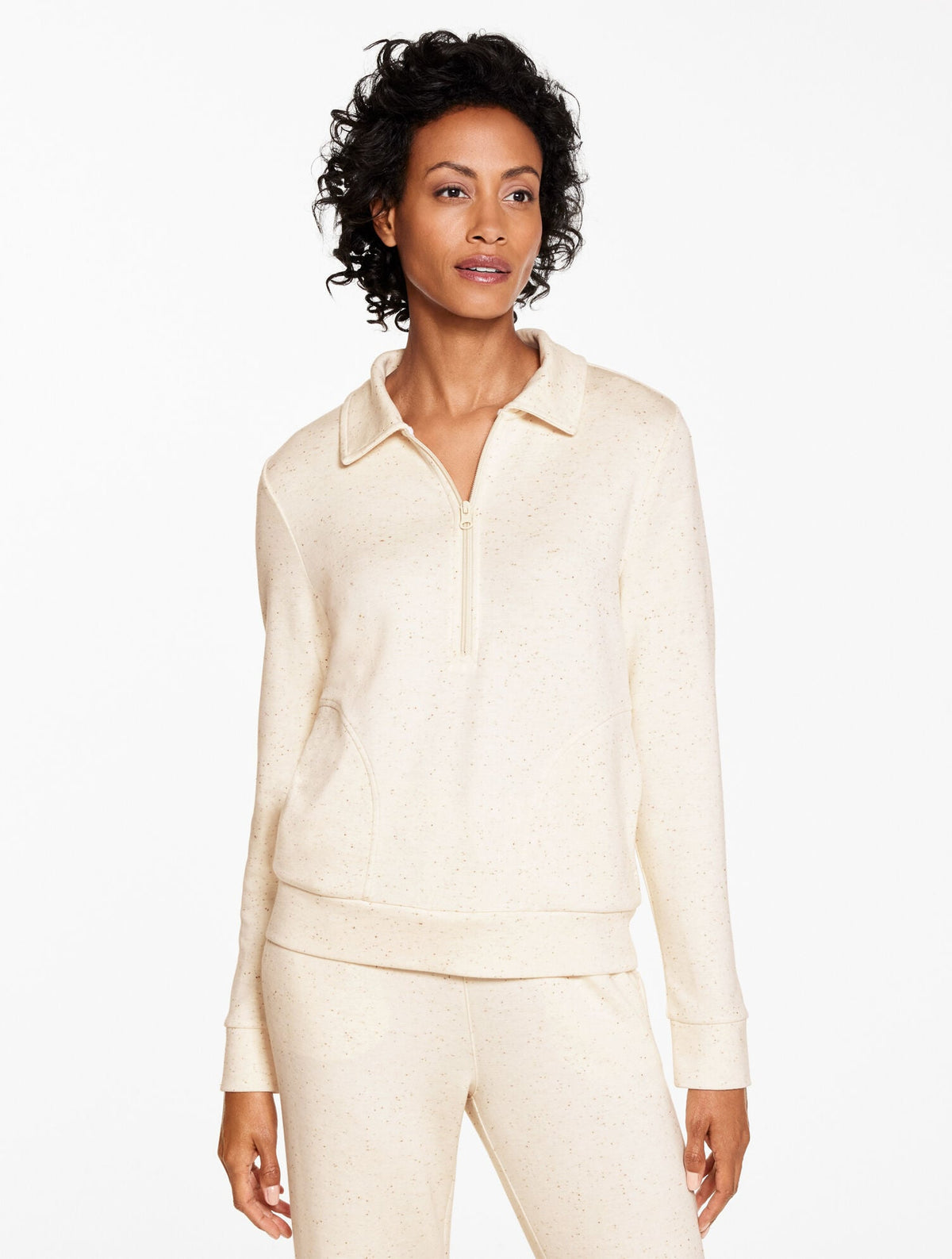 AIRKNIT STRETCH NEP JOHNNY COLLAR HALF-ZIP PULLOVER