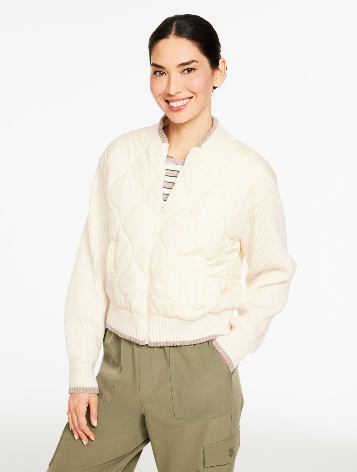 QUILTED SWEATER BOMBER