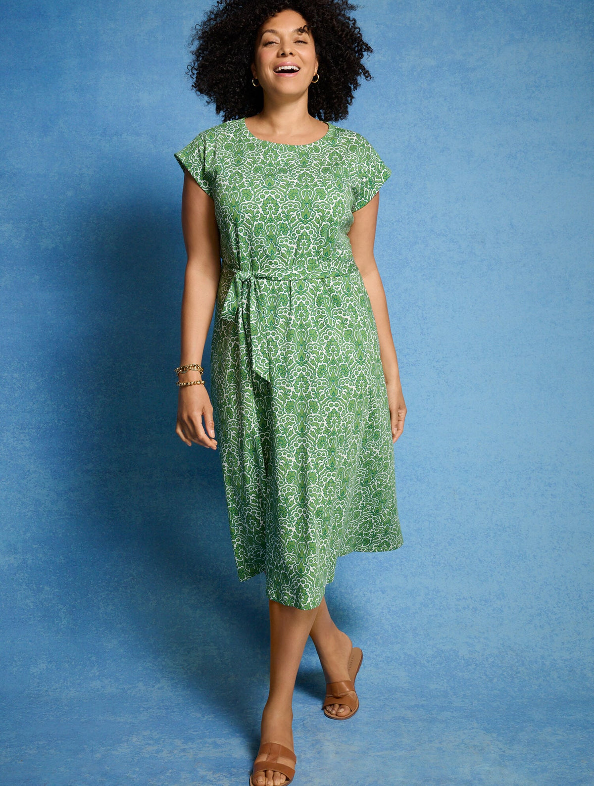 FIT & FLARE MIDI DRESS - WOODLAND DAMASK