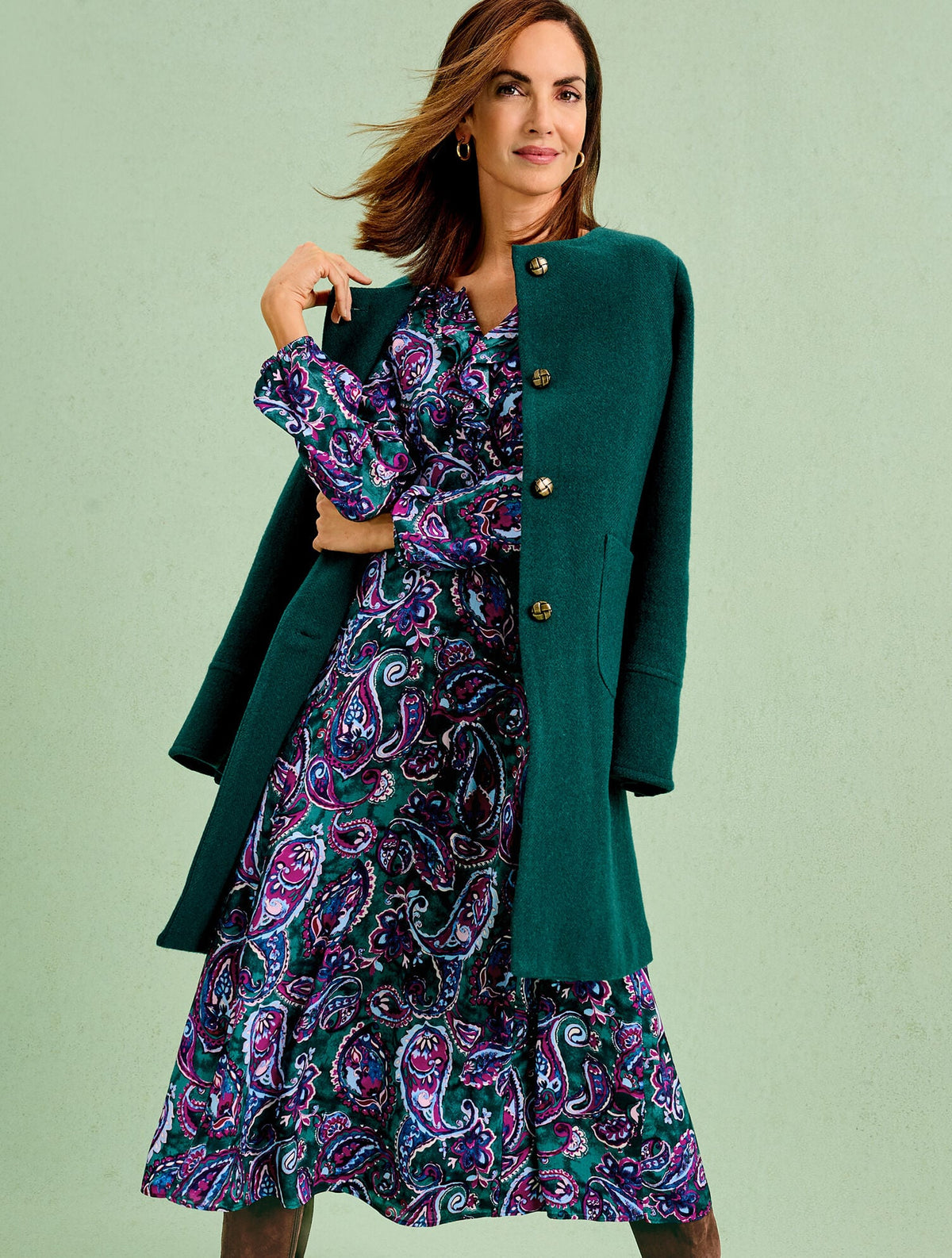 FIT & FLARE RUFFLE DRESS - PICCADILLY PAISLEY