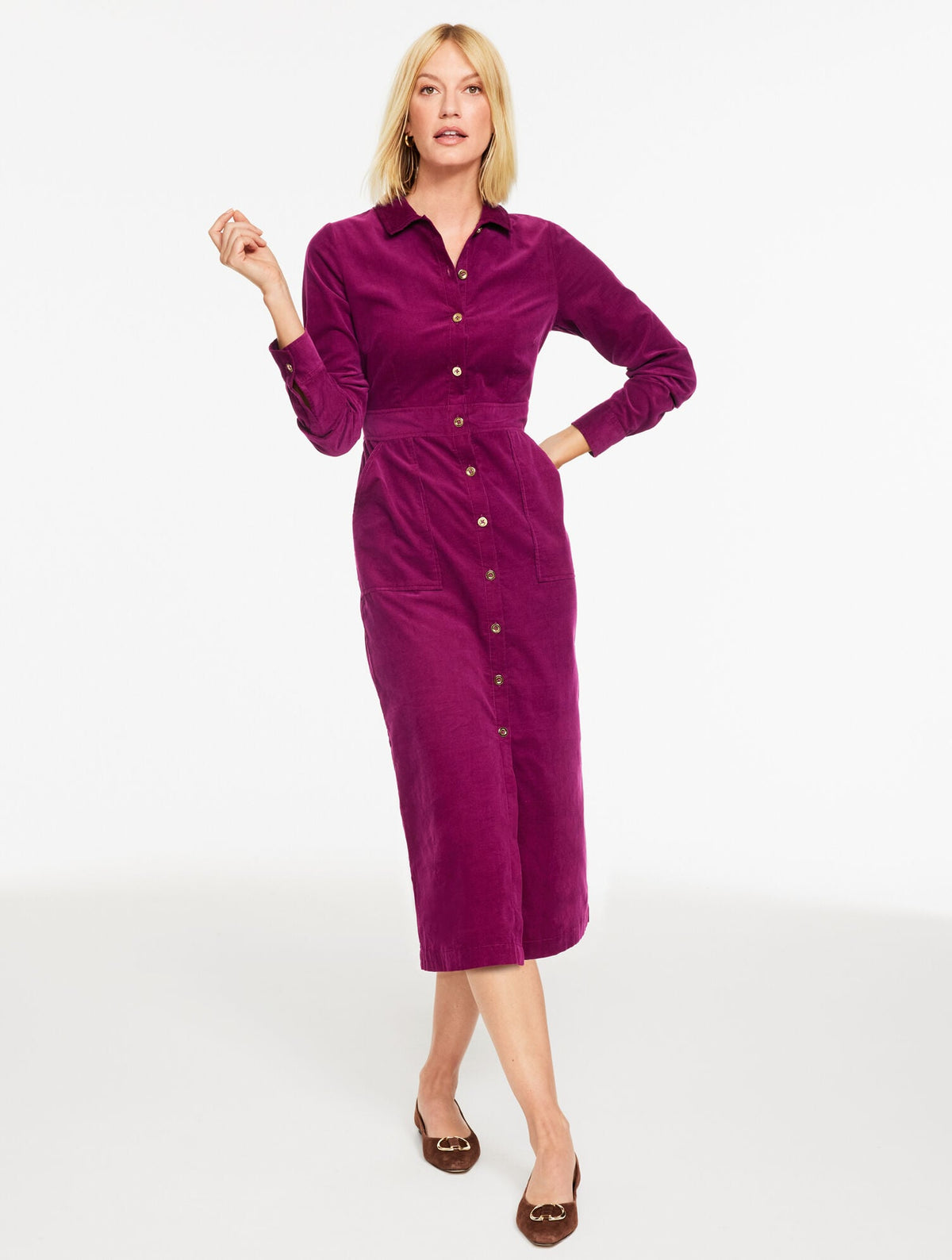CORDUROY MIDI SHIRTDRESS