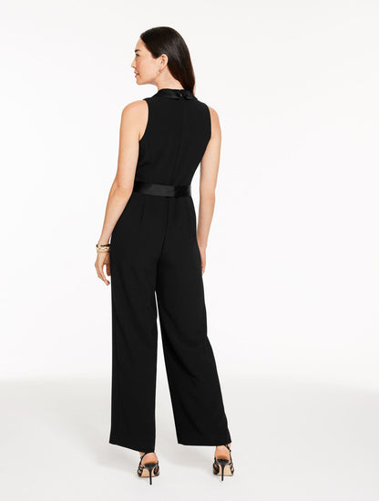 POLISHED CREPE TUXEDO WIDE LEG JUMPSUIT