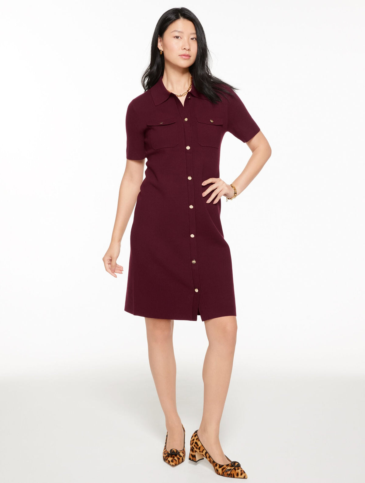 BUTTON FRONT SHIFT DRESS