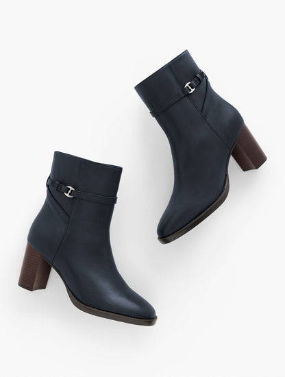 CLAUDETTE NAPPA BLOCK HEEL ANKLE BOOTS