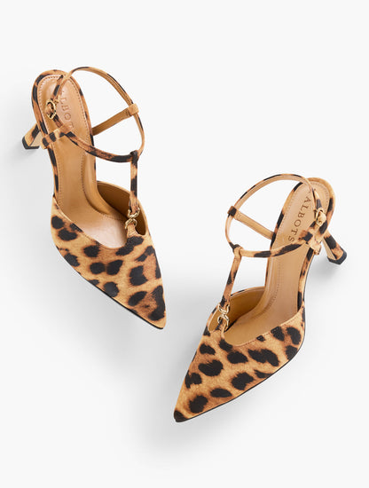 EVELYN LEOPARD SUEDE FLARE HEEL PUMPS
