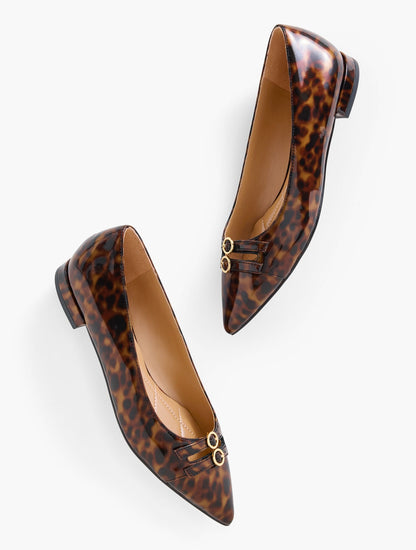 SCARLET TORTOISESHELL CUT OUT NAPPA FLATS